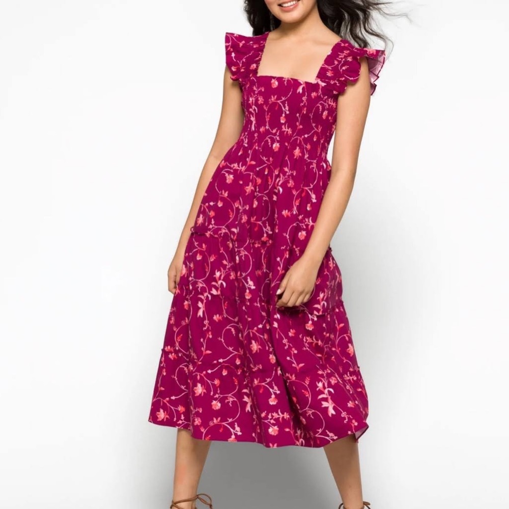 Hill House Home Ellie Nap Dress Burgundy Botanical NWT